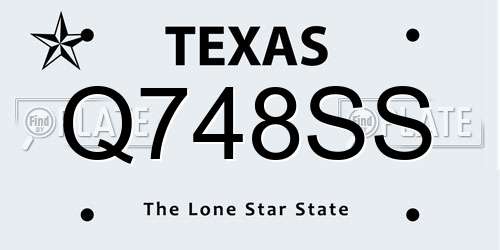 Q748SS Texas License Plate