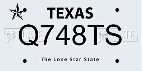 Q748TS Texas License Plate
