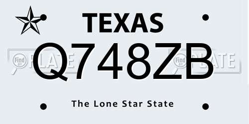 Q748ZB Texas License Plate