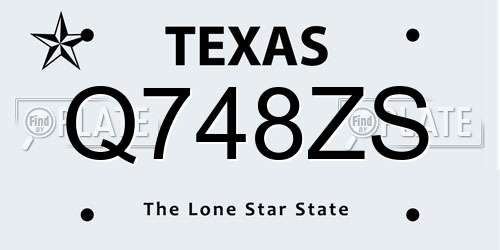 Q748ZS Texas License Plate