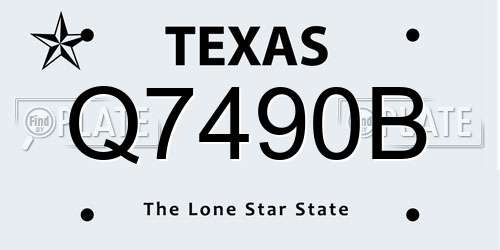 Q7490B Texas License Plate