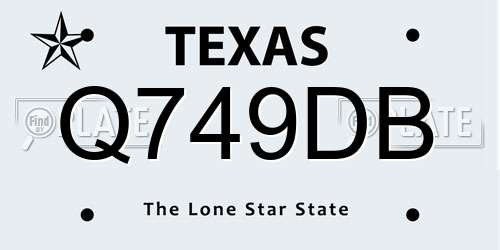 Q749DB Texas License Plate