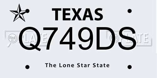 Q749DS Texas License Plate