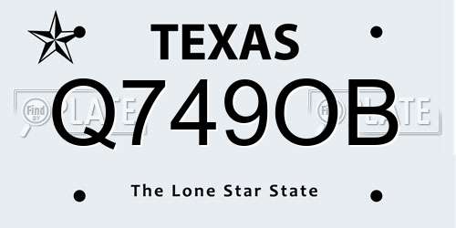 Q749OB Texas License Plate