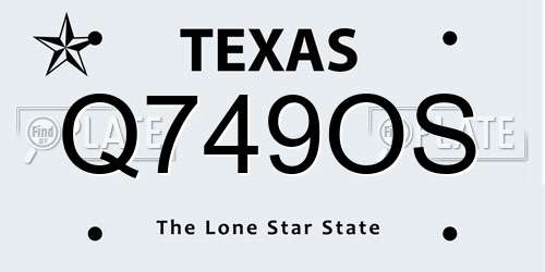 Q749OS Texas License Plate