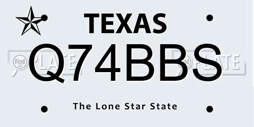 Q74BBS Texas License Plate