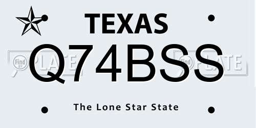 Q74BSS Texas License Plate