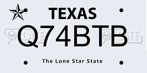 Q74BTB Texas License Plate