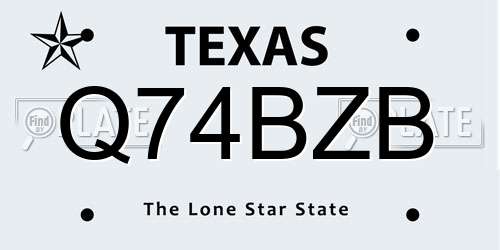 Q74BZB Texas License Plate
