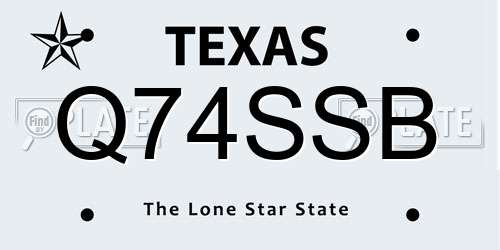 Q74SSB Texas License Plate