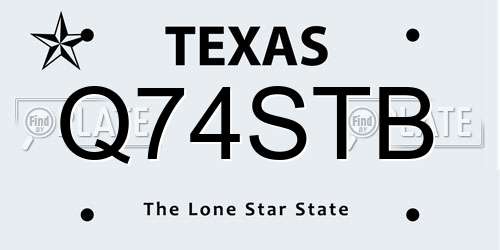 Q74STB Texas License Plate
