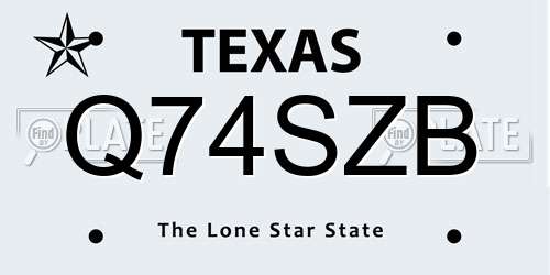 Q74SZB Texas License Plate