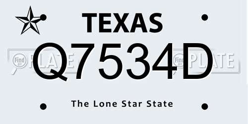 Q7534D Texas License Plate