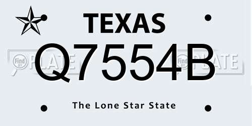 Q7554B Texas License Plate