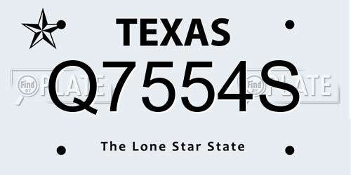 Q7554S Texas License Plate