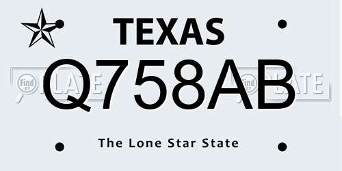 Q758AB Texas License Plate