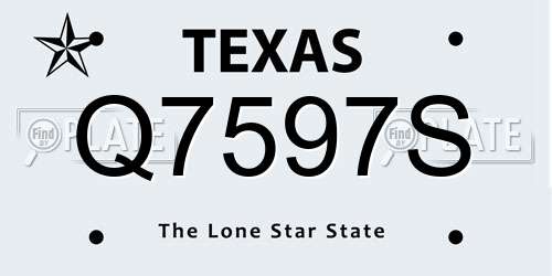 Q7597S Texas License Plate
