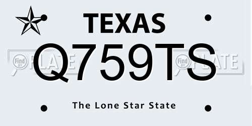 Q759TS Texas License Plate