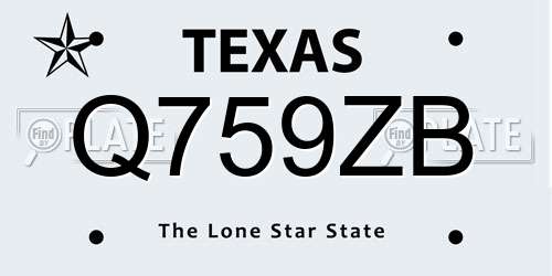 Q759ZB Texas License Plate