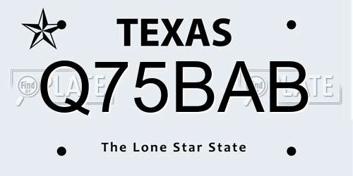 Q75BAB Texas License Plate