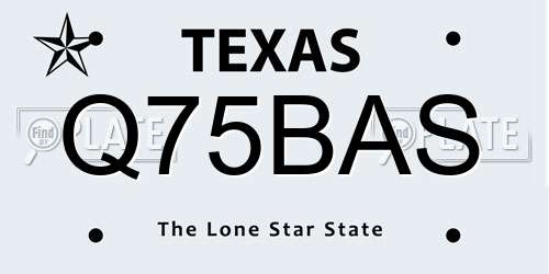 Q75BAS Texas License Plate
