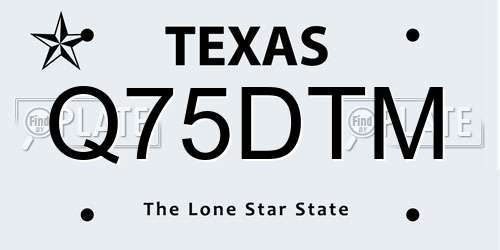 Q75DTM Texas License Plate