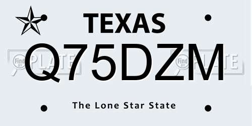 Q75DZM Texas License Plate