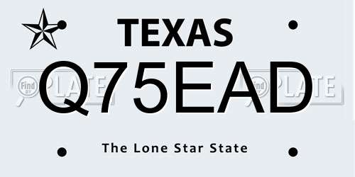 Q75EAD Texas License Plate