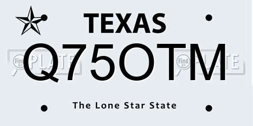 Q75OTM Texas License Plate