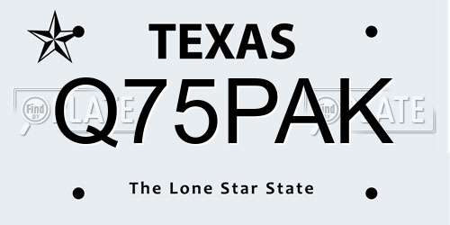 Q75PAK Texas License Plate