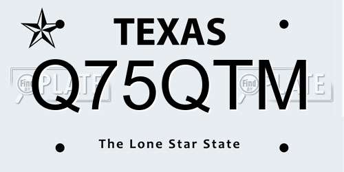 Q75QTM Texas License Plate