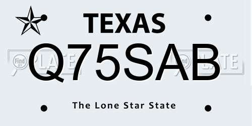 Q75SAB Texas License Plate
