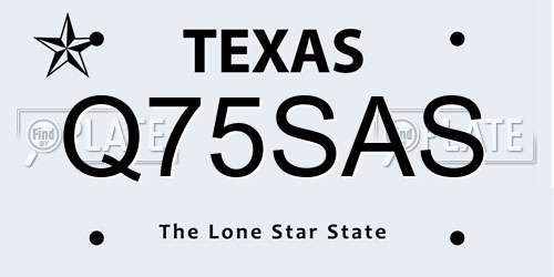 Q75SAS Texas License Plate