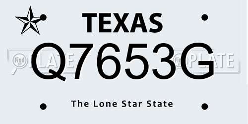 Q7653G Texas License Plate