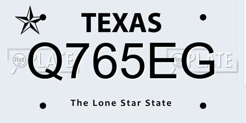 Q765EG Texas License Plate