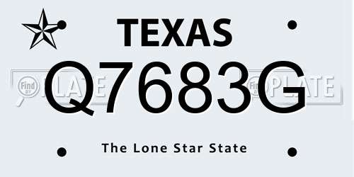 Q7683G Texas License Plate