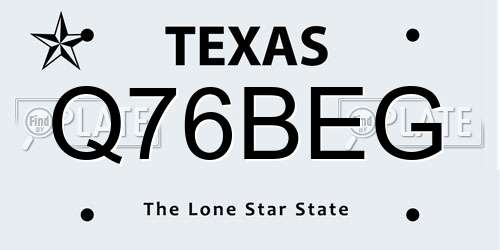 Q76BEG Texas License Plate