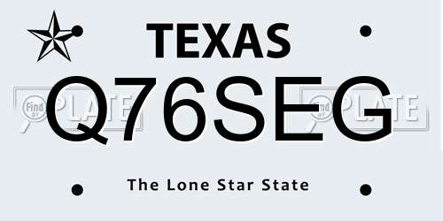 Q76SEG Texas License Plate
