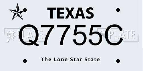 Q7755C Texas License Plate