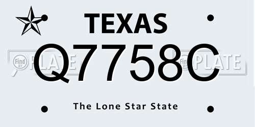 Q7758C Texas License Plate