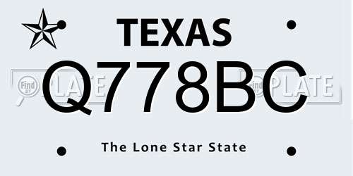 Q778BC Texas License Plate