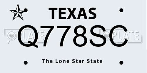Q778SC Texas License Plate