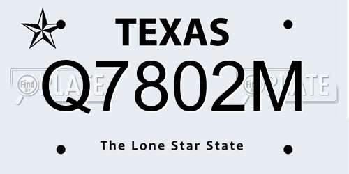 Q7802M Texas License Plate