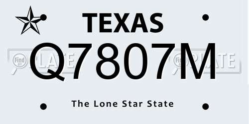 Q7807M Texas License Plate
