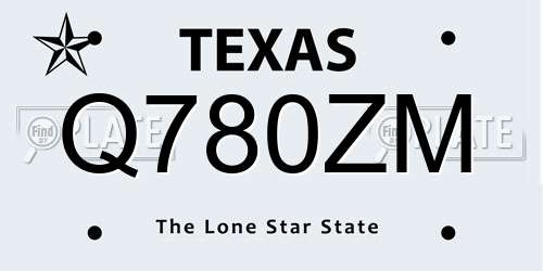 Q780ZM Texas License Plate