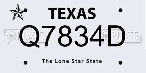 Q7834D Texas License Plate