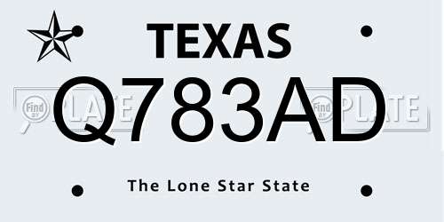 Q783AD Texas License Plate