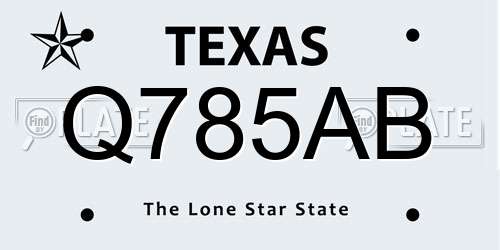 Q785AB Texas License Plate