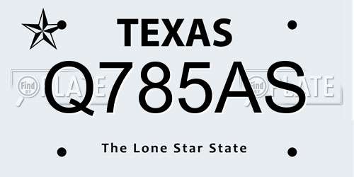 Q785AS Texas License Plate