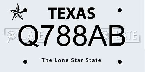 Q788AB Texas License Plate